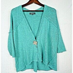 Willow Cardigan M Seafoam‎ Green One Button Lightweight Artsy Beachy Coastal